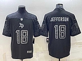 Men's Minnesota Vikings #18 Justin Jefferson Black Reflective Limited Stitched Football Jersey,baseball caps,new era cap wholesale,wholesale hats